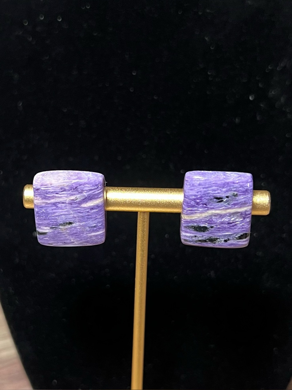 Genuine Russian Charoite Stud Earrings